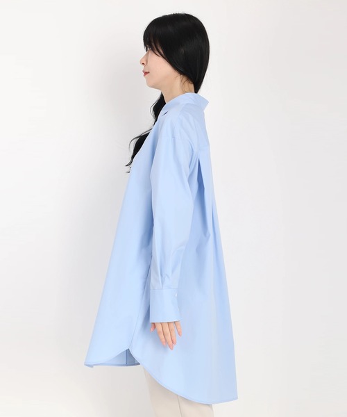 STRAWBERRY-FIELDS（ストロベリーフィールズ）の「ミディ丈シャツ（Tシャツ/カットソー・レディース・オフホワイト/サックスブルー・2）」の10枚目の写真