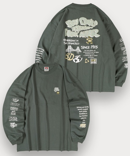 BEN DAVIS(ベンデイビス)の「【BENDAVIS/ベンデイビス】BUBBLE LETTERS L/S TEE/バブルロゴ バックプリント&アームプリントロングTシャツ オーバーサイズ(Tシャツ/カットソー・メンズ・ダークグレー/アッシュグレー/ホワイト/チャコールグレー・L/M/XL)」の4枚目の写真
