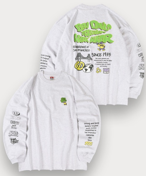 BEN DAVIS(ベンデイビス)の「【BENDAVIS/ベンデイビス】BUBBLE LETTERS L/S TEE/バブルロゴ バックプリント&アームプリントロングTシャツ オーバーサイズ(Tシャツ/カットソー・メンズ・ダークグレー/アッシュグレー/ホワイト/チャコールグレー・L/M/XL)」の3枚目の写真