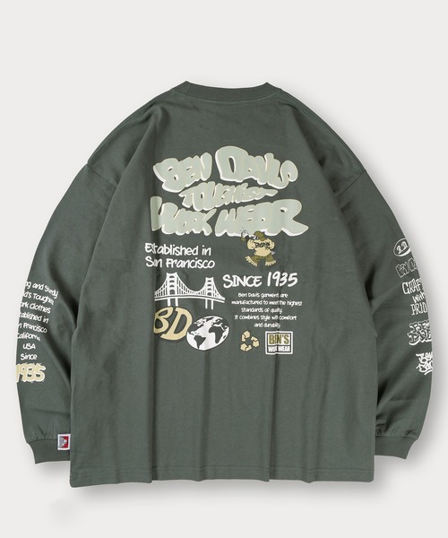 BEN DAVIS(ベンデイビス)の「【BENDAVIS/ベンデイビス】BUBBLE LETTERS L/S TEE/バブルロゴ バックプリント&アームプリントロングTシャツ オーバーサイズ(Tシャツ/カットソー・メンズ・ダークグレー/アッシュグレー/ホワイト/チャコールグレー・L/M/XL)」の8枚目の写真