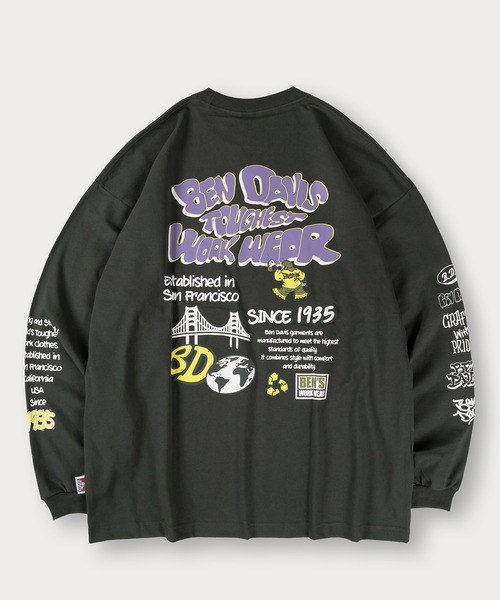 BEN DAVIS(ベンデイビス)の「【BENDAVIS/ベンデイビス】BUBBLE LETTERS L/S TEE/バブルロゴ バックプリント&アームプリントロングTシャツ オーバーサイズ(Tシャツ/カットソー・メンズ・ダークグレー/アッシュグレー/ホワイト/チャコールグレー・L/M/XL)」の12枚目の写真