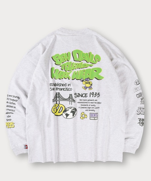 BEN DAVIS(ベンデイビス)の「【BENDAVIS/ベンデイビス】BUBBLE LETTERS L/S TEE/バブルロゴ バックプリント&アームプリントロングTシャツ オーバーサイズ(Tシャツ/カットソー・メンズ・ダークグレー/アッシュグレー/ホワイト/チャコールグレー・L/M/XL)」の10枚目の写真
