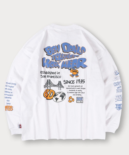 BEN DAVIS(ベンデイビス)の「【BENDAVIS/ベンデイビス】BUBBLE LETTERS L/S TEE/バブルロゴ バックプリント&アームプリントロングTシャツ オーバーサイズ(Tシャツ/カットソー・メンズ・ダークグレー/アッシュグレー/ホワイト/チャコールグレー・L/M/XL)」の6枚目の写真