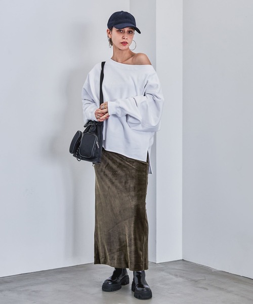 HEREIAM（ヘレイアム）の「【HEREIAM】ストレッチベロアスカート（スカート・レディース・カーキ/ブラック・SMALL/MEDIUM）」の7枚目の写真