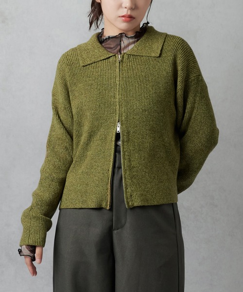 Lull（ルル）の「【Lull / ルル】Wジップニットジャケット（ニット/セーター・レディース・チャコール/アイボリー/カーキ・ONESIZE）」の16枚目の写真