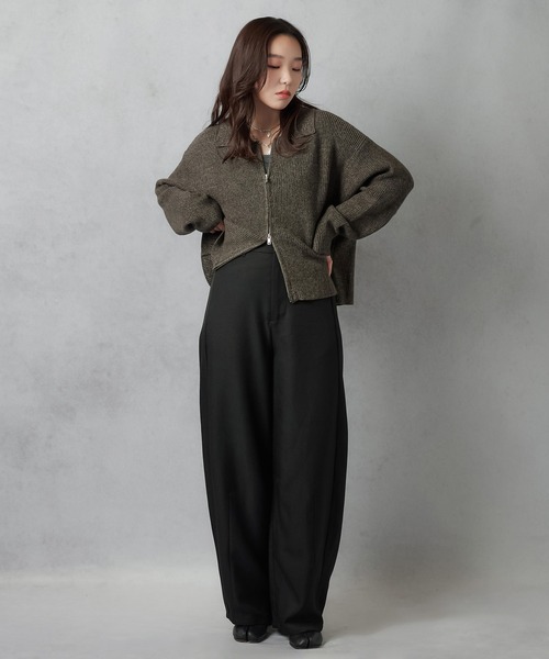 Lull（ルル）の「【Lull / ルル】Wジップニットジャケット（ニット/セーター・レディース・チャコール/アイボリー/カーキ・ONESIZE）」の18枚目の写真