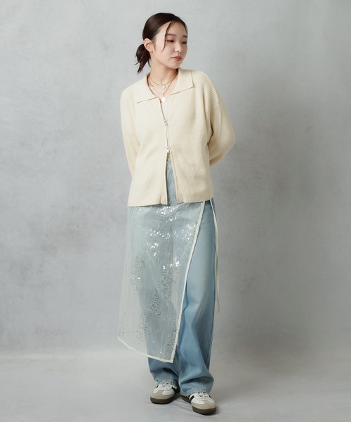 Lull（ルル）の「【Lull / ルル】Wジップニットジャケット（ニット/セーター・レディース・チャコール/アイボリー/カーキ・ONESIZE）」の20枚目の写真