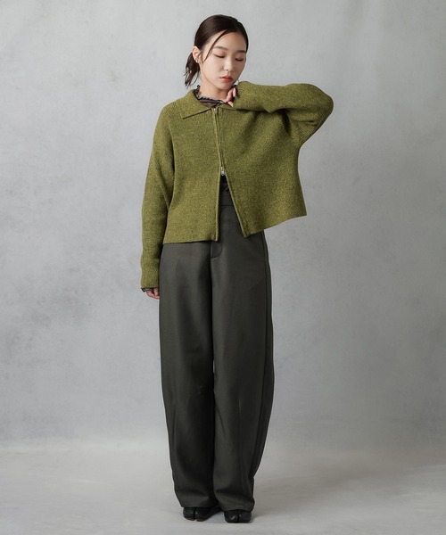 Lull（ルル）の「【Lull / ルル】Wジップニットジャケット（ニット/セーター・レディース・チャコール/アイボリー/カーキ・ONESIZE）」の22枚目の写真