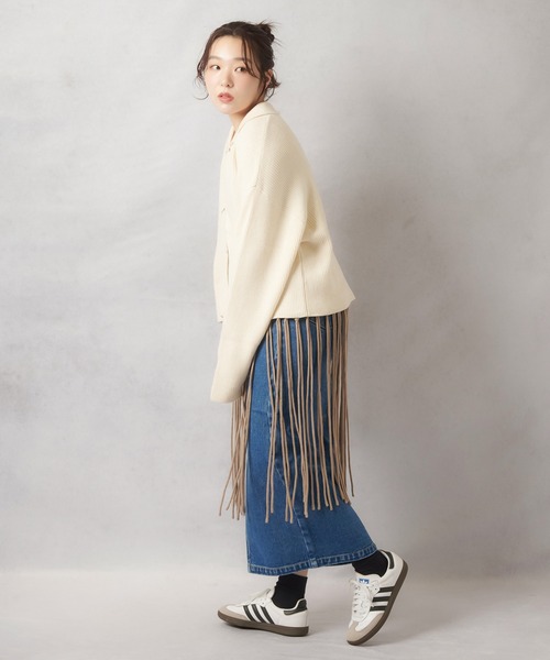 Lull（ルル）の「【Lull / ルル】Wジップニットジャケット（ニット/セーター・レディース・チャコール/アイボリー/カーキ・ONESIZE）」の7枚目の写真