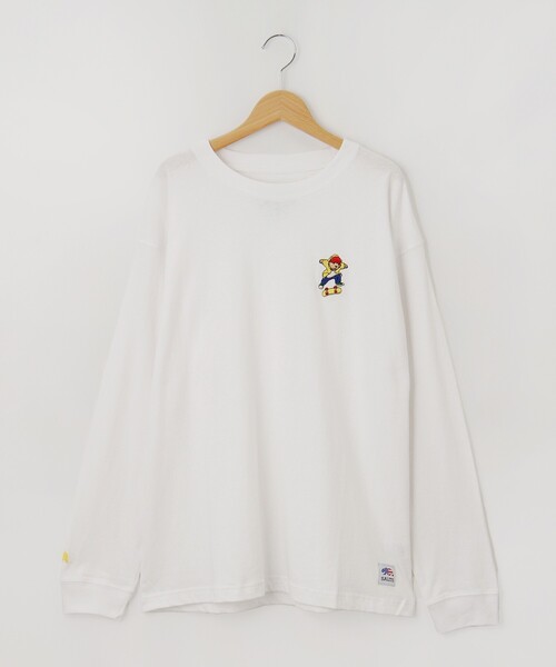 &Bridge（アンドブリッジ）の「SALTS（ソルツ） スケボーベア刺しゅうロンT（Tシャツ/カットソー・メンズ・ホワイト・02/03）」の2枚目の写真