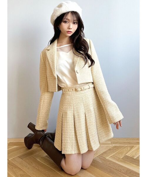 RESEXXY(リゼクシー)の「ツイードクロップドジャケット【セットアップ着用可能】(テーラードジャケット・レディース・イエロー/ブラック/ブルー・FREE)」の10枚目の写真