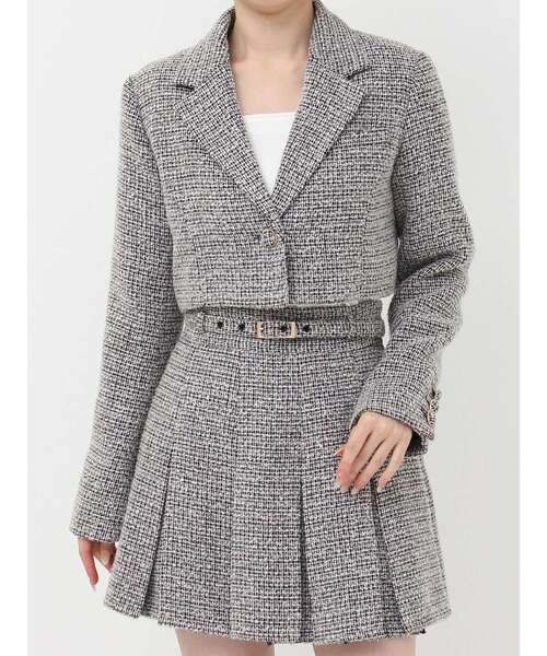 RESEXXY(リゼクシー)の「ツイードクロップドジャケット【セットアップ着用可能】(テーラードジャケット・レディース・イエロー/ブラック/ブルー・FREE)」の17枚目の写真