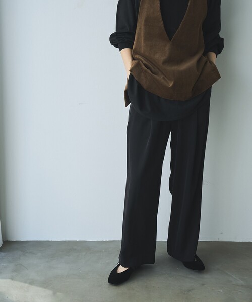 RONEL（ロネル）の「イージーワイドパンツ（スラックス・レディース・ブラック/モカ・L/M/S）」の3枚目の写真