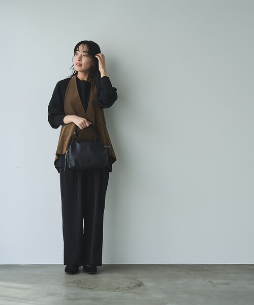 RONEL（ロネル）の「イージーワイドパンツ（スラックス・レディース・ブラック/モカ・L/M/S）」の5枚目の写真