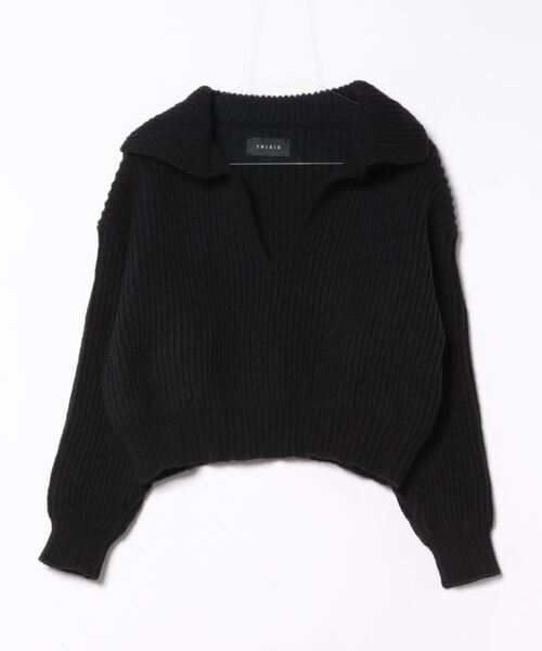 THISIS(ディスイズ)の「クロップド丈 ニットトップス レディース(ニット/セーター・レディース・ブルー/グレー/ブラック/アイボリー/ベージュ・FREE)」の9枚目の写真