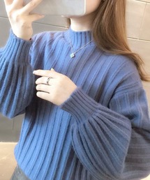 袖ボリュームリブニット