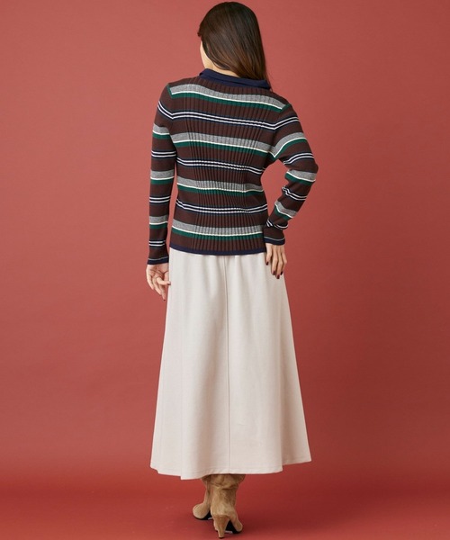 INED CLARO（イネドクラロ）の「マルチボーダーポロニット（ニット/セーター・レディース・ブラウン/アイボリー・フリー）」の7枚目の写真