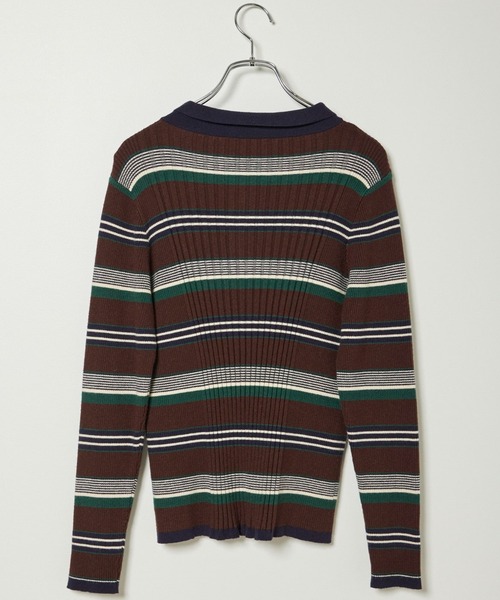 INED CLARO（イネドクラロ）の「マルチボーダーポロニット（ニット/セーター・レディース・ブラウン/アイボリー・フリー）」の4枚目の写真