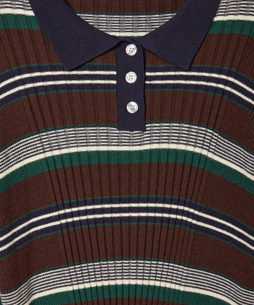 INED CLARO（イネドクラロ）の「マルチボーダーポロニット（ニット/セーター・レディース・ブラウン/アイボリー・フリー）」の5枚目の写真