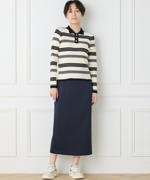 INED CLARO（イネドクラロ）の「マルチボーダーポロニット（ニット/セーター・レディース・ブラウン/アイボリー・フリー）」の12枚目の写真