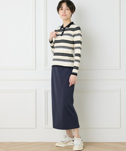 INED CLARO（イネドクラロ）の「マルチボーダーポロニット（ニット/セーター・レディース・ブラウン/アイボリー・フリー）」の17枚目の写真