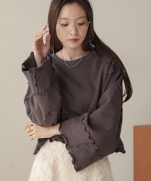 Bab(バブ)の「前後2WAYメロースウェットトップス(スウェット・レディース・アイボリー/チャコールグレー/ナチュラル・FREE)」の5枚目の写真