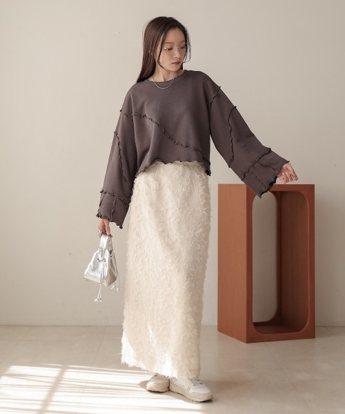 Bab(バブ)の「前後2WAYメロースウェットトップス(スウェット・レディース・アイボリー/チャコールグレー/ナチュラル・FREE)」の6枚目の写真