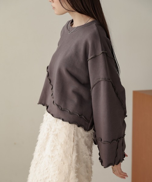 Bab(バブ)の「前後2WAYメロースウェットトップス(スウェット・レディース・アイボリー/チャコールグレー/ナチュラル・FREE)」の8枚目の写真