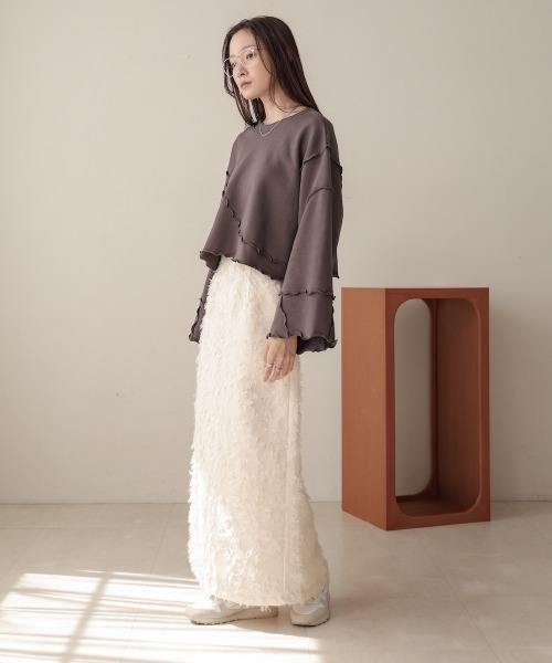 Bab(バブ)の「前後2WAYメロースウェットトップス(スウェット・レディース・アイボリー/チャコールグレー/ナチュラル・FREE)」の9枚目の写真