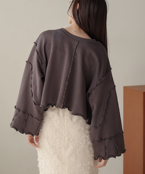 Bab(バブ)の「前後2WAYメロースウェットトップス(スウェット・レディース・アイボリー/チャコールグレー/ナチュラル・FREE)」の11枚目の写真