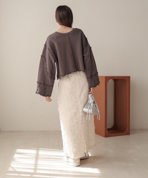 Bab(バブ)の「前後2WAYメロースウェットトップス(スウェット・レディース・アイボリー/チャコールグレー/ナチュラル・FREE)」の12枚目の写真