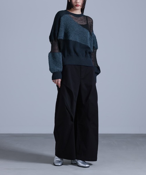 kOhAKU（コハク）の「『ランダム編地ニット』（ニット/セーター・レディース・ネイビー/グレー・FREE）」の14枚目の写真