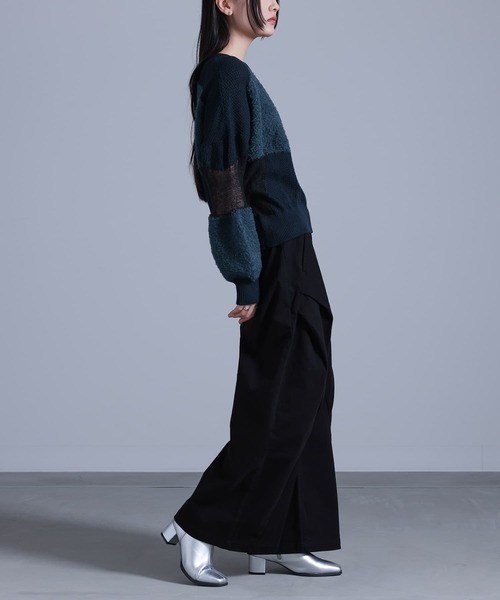 kOhAKU（コハク）の「『ランダム編地ニット』（ニット/セーター・レディース・ネイビー/グレー・FREE）」の13枚目の写真