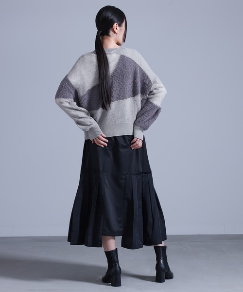 kOhAKU（コハク）の「『ランダム編地ニット』（ニット/セーター・レディース・ネイビー/グレー・FREE）」の7枚目の写真