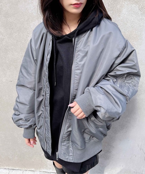 INGNI（イング）の「中綿入りBIG／MA-1（MA-1・レディース・ブラック/グレー/カーキ・M）」の15枚目の写真