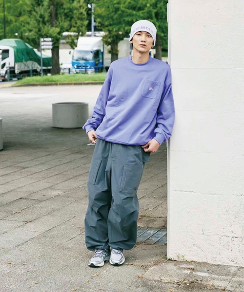 【新品未使用】Keboz ケボズ ナイロンパンツ マルチカラー M ケボズ KEBOZ NYLON/COTTON PILE PIN TUCK PANTS （SKY BLUE