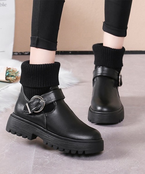 Miniministore(ミニミニストア)の「ニットブーツ レディース ソックスブーツ(ブーツ・レディース・アイボリー/ブラック・22.5cm/24.5cm/24.0cm/23.5cm/23.0cm/25.0cm)」の1枚目の写真