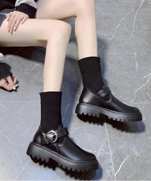 Miniministore(ミニミニストア)の「ニットブーツ レディース ソックスブーツ(ブーツ・レディース・アイボリー/ブラック・22.5cm/24.5cm/24.0cm/23.5cm/23.0cm/25.0cm)」の13枚目の写真