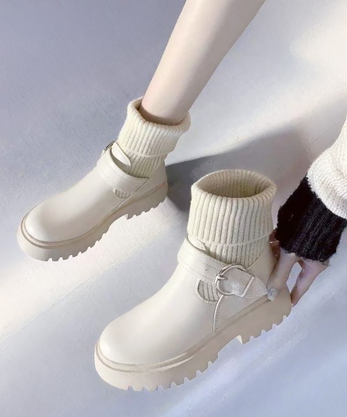 Miniministore(ミニミニストア)の「ニットブーツ レディース ソックスブーツ(ブーツ・レディース・アイボリー/ブラック・22.5cm/24.5cm/24.0cm/23.5cm/23.0cm/25.0cm)」の18枚目の写真