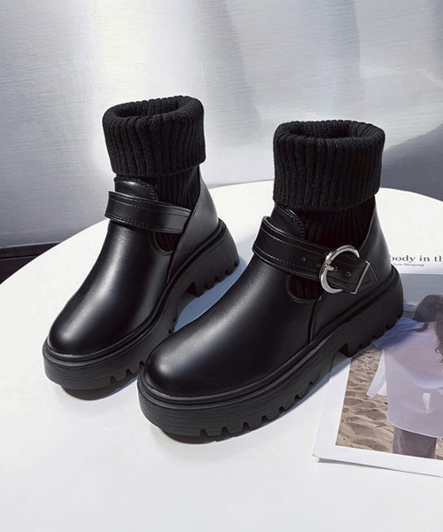 Miniministore(ミニミニストア)の「ニットブーツ レディース ソックスブーツ(ブーツ・レディース・アイボリー/ブラック・22.5cm/24.5cm/24.0cm/23.5cm/23.0cm/25.0cm)」の21枚目の写真