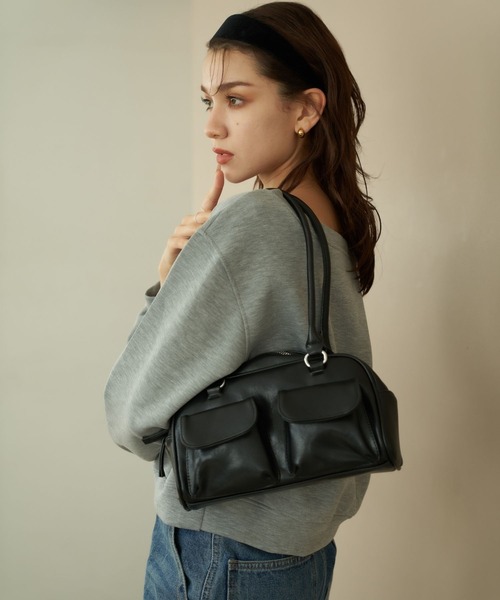 Nu（ニュー）の「【Nu】ダブルポケットハンドバッグ（ハンドバッグ・レディース・ブラック/レッド/ダークブラウン/シルバー/オフホワイト・ONE SIZE）」の6枚目の写真