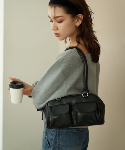 Nu（ニュー）の「【Nu】ダブルポケットハンドバッグ（ハンドバッグ・レディース・ブラック/レッド/ダークブラウン/シルバー/オフホワイト・ONE SIZE）」の7枚目の写真