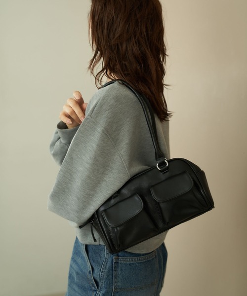 Nu（ニュー）の「【Nu】ダブルポケットハンドバッグ（ハンドバッグ・レディース・ブラック/レッド/ダークブラウン/シルバー/オフホワイト・ONE SIZE）」の8枚目の写真