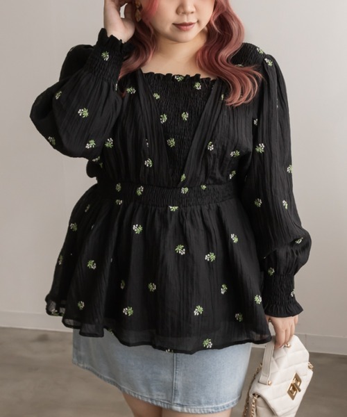 花柄刺繍シャーリングブラウス（シャツ/ブラウス）｜CLETTE（クレット）