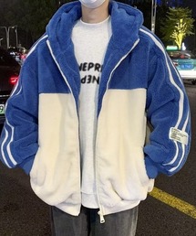 link lot（リンクロット）の「【男女兼用】カラーブロック2ラインピスネーム付きボアフリースパーカー（ブルゾン）」