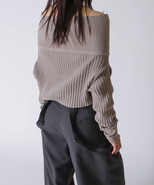 ニット セーター molle yarn×lame off-shoulder pull(モールヤーン×ラメオフショルダープルオーバー) レディース セール】molle yarn×lame off-shoulder pull(モールヤーン×ラメ