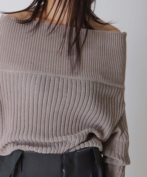 ニット セーター molle yarn×lame off-shoulder pull(モールヤーン×ラメオフショルダープルオーバー) レディース セール】molle yarn×lame off-shoulder pull(モールヤーン×ラメ