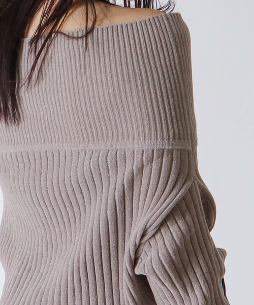 ニット セーター molle yarn×lame off-shoulder pull(モールヤーン×ラメオフショルダープルオーバー) レディース セール】molle yarn×lame off-shoulder pull(モールヤーン×ラメ