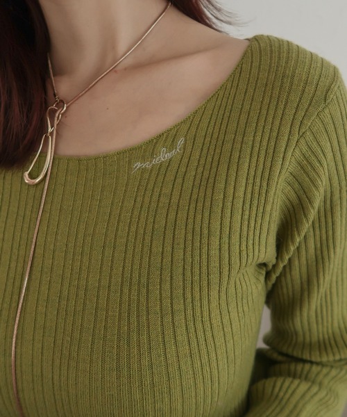 mideal(マイディール)の「flare sleeve rib knit / フレアスリーブリブニット(ニット/セーター・レディース・グリーン・FREE)」の7枚目の写真