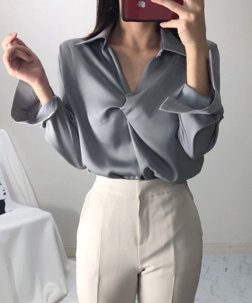【セール】フロントねじりデザインシャツブラウス（シャツ/ブラウス）｜Gs（ジーエス）